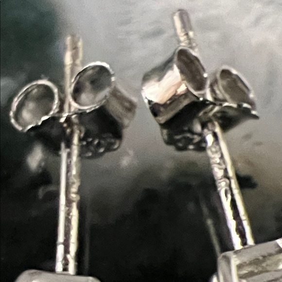 Vintage 925 Sterling Silver CZ Stud Earrings - Picture 8 of 11